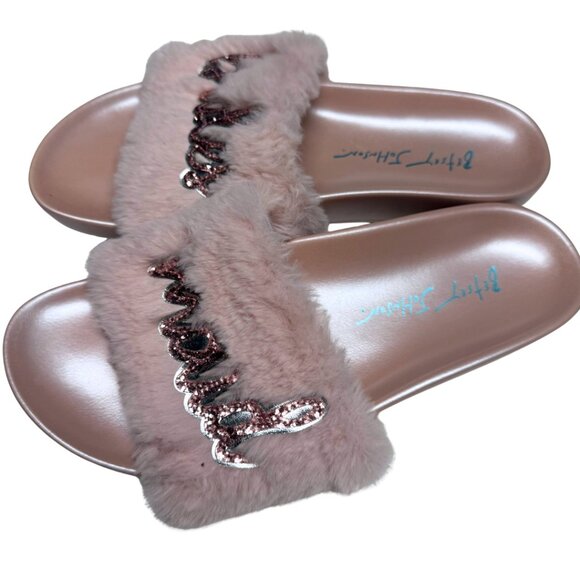 Betsey Johnson “Lori” Bridesmaid Faux Fur Slides – Women’s 8 – NEW - Picture 8 of 11